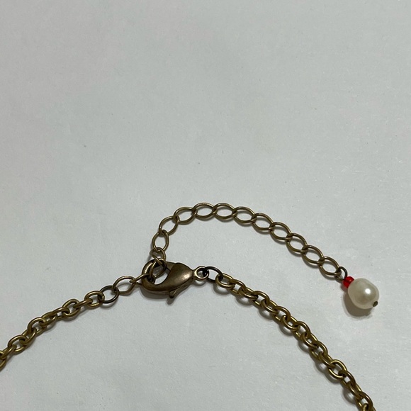 Bohemian multicolor stones and pearls on a dangle chain necklace and earrings - Picture 7 of 11